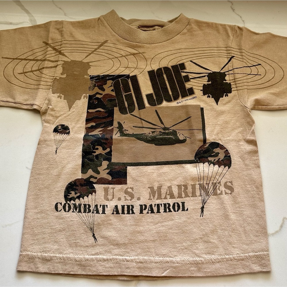 Vintage GI Joe Hasbro 1999 All Over Print Kids T Shirt 6 Small Marine Air Patrol - Picture 1 of 10